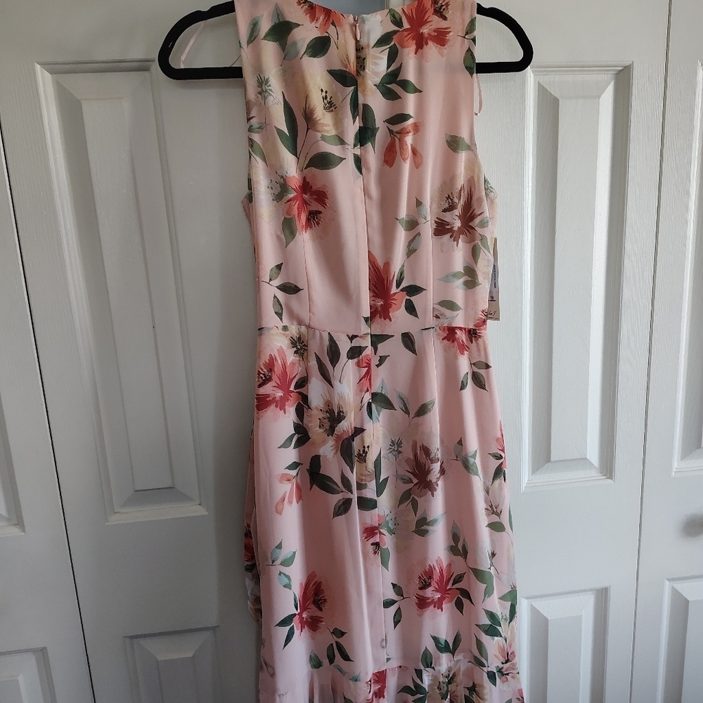 Eliza J Floral Gathered Dress Blush Sz 6 - Picture 11 of 15